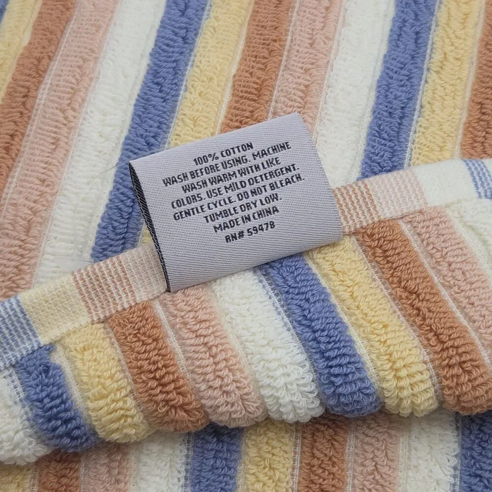 Rachel Zoe 4pc Cotton Bath Hand Towel Set Earthy Neutral Color Stripe Boho Fall